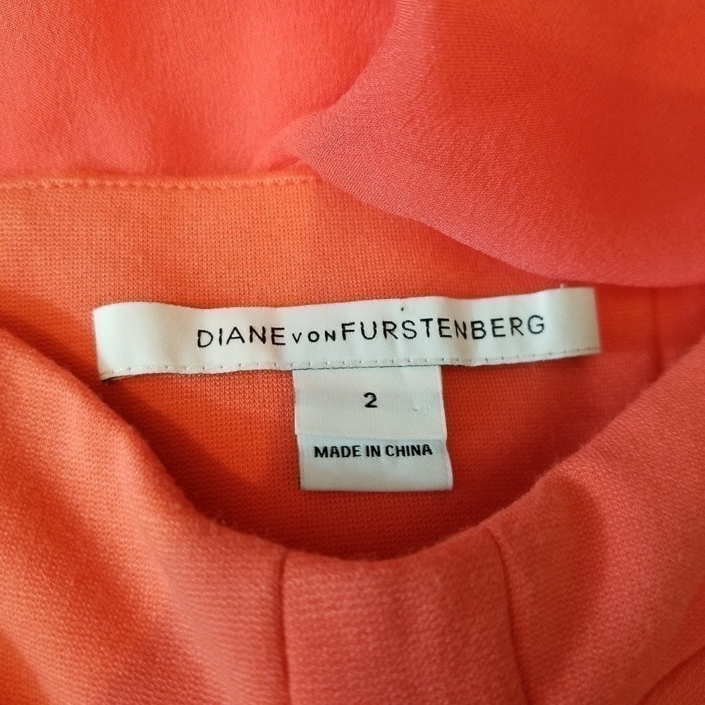 Diane Von Furstenberg coral strapless chiffon short dress women's size 2 Y2K - Picture 5 of 9